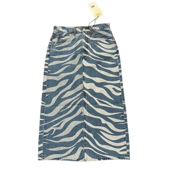 CLOT X Levi's 70s High Midi Skirt Tiger Stripe red Tab Denim Rare Womens 27 NWT - Picture 1 of 10